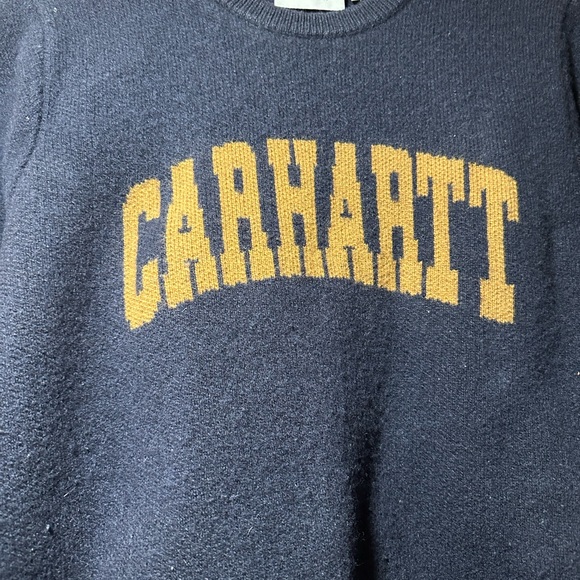 Carhartt WIP university script knitted sweater in navy! Size M fit S. - Picture 5 of 5